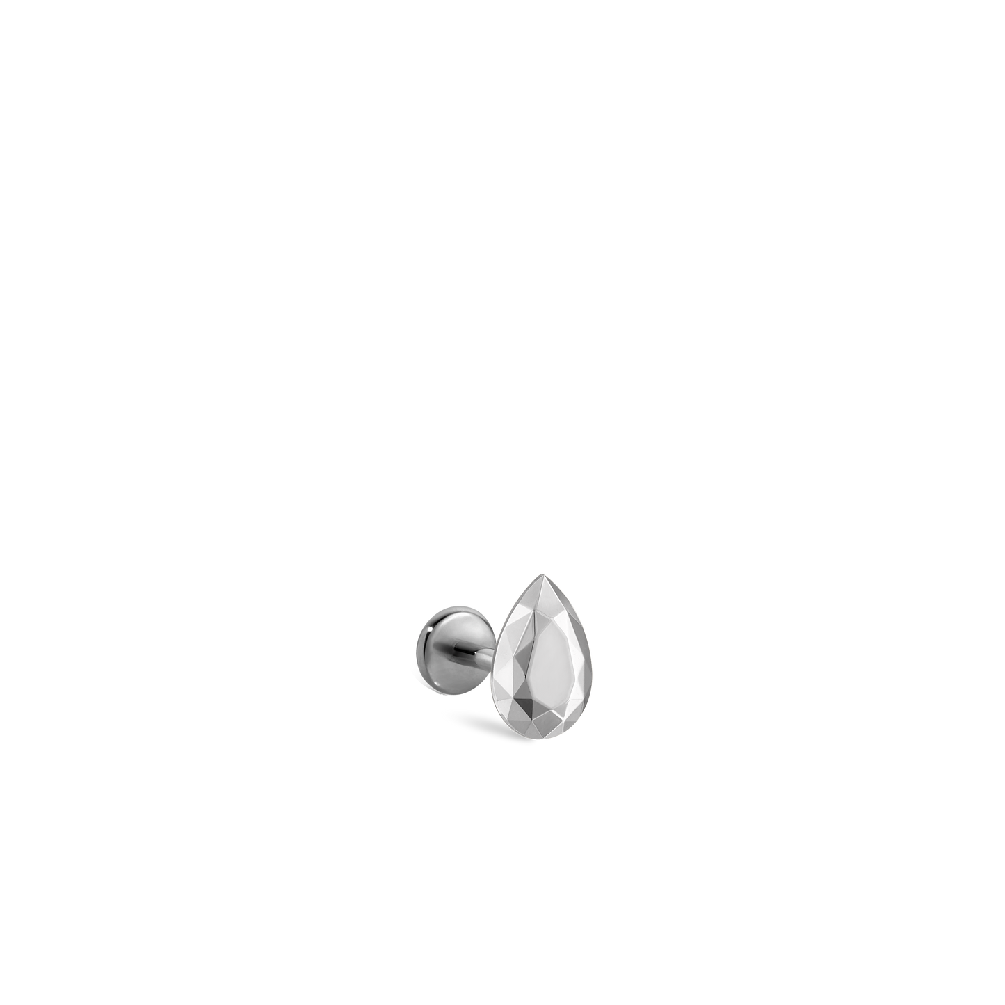 Faceted Gold Pear Threaded Stud Earring With Titanium Backing