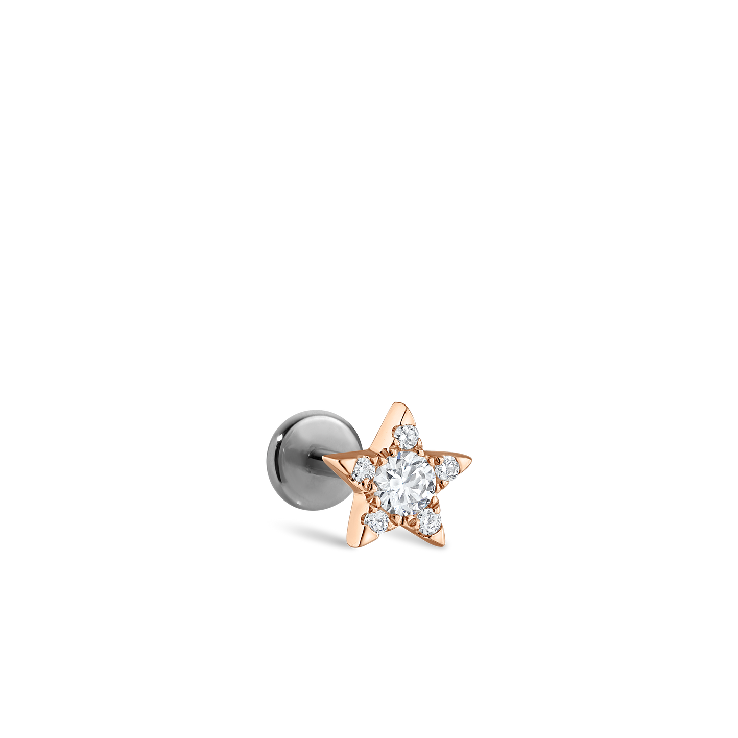 Diamond Star Threaded Stud Earring With Titanium Backing