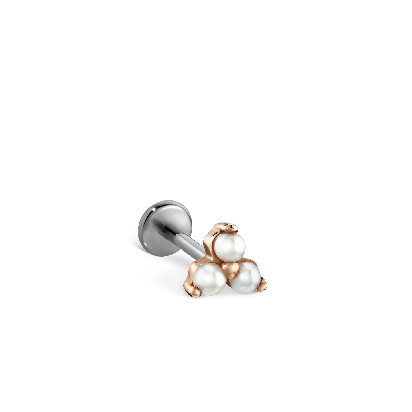 Pearl Trinity Threaded Stud Earring With Titanium Backing