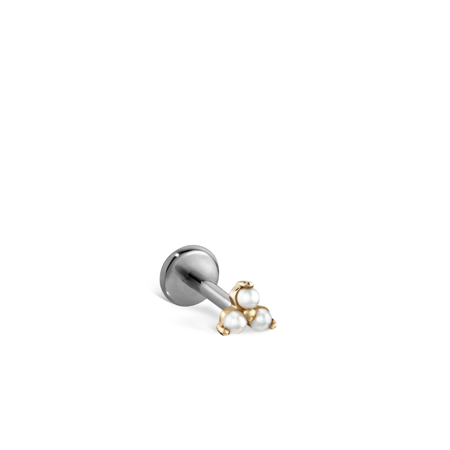 Pearl Trinity Threaded Stud Earring With Titanium Backing