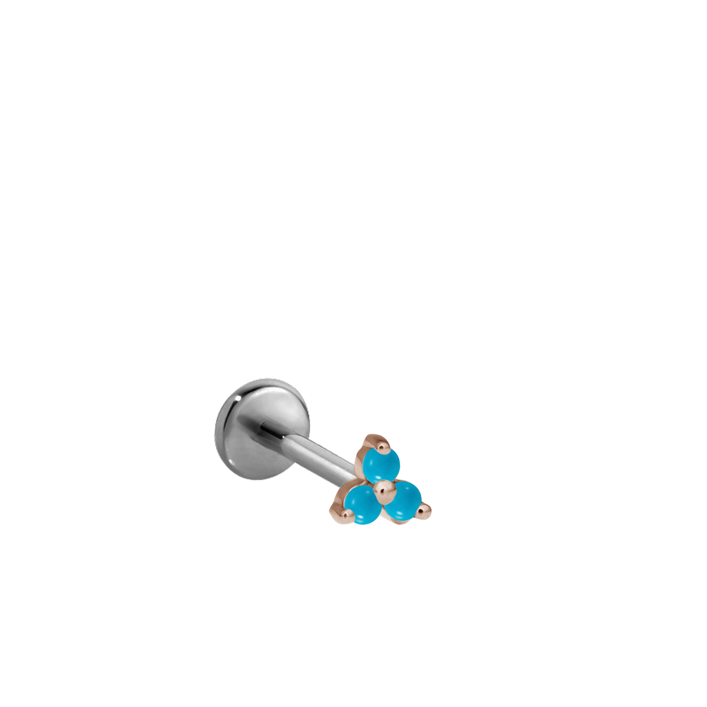 Turquoise Trinity Threaded Stud Earring With Titanium Backing