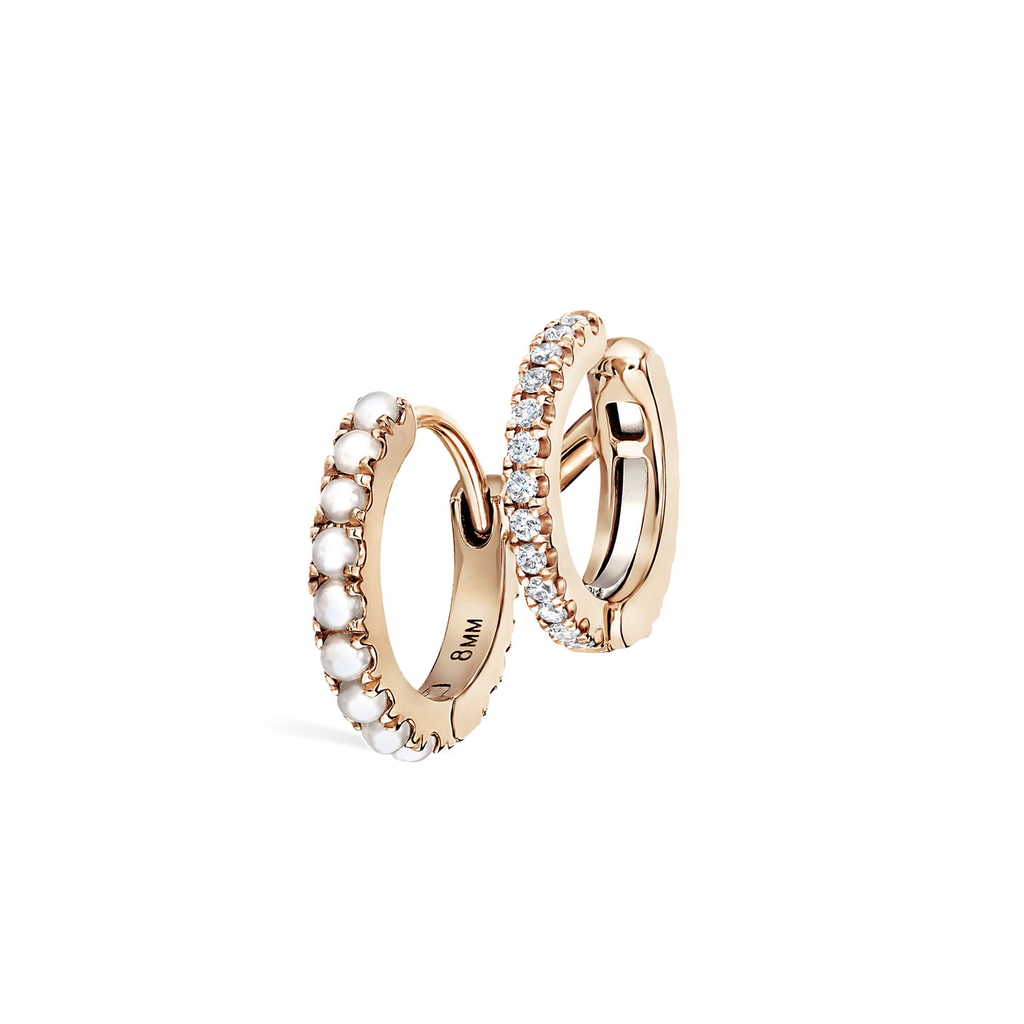 Pearl and Diamond Double Eternity Linked Hoop Earring and Cuff