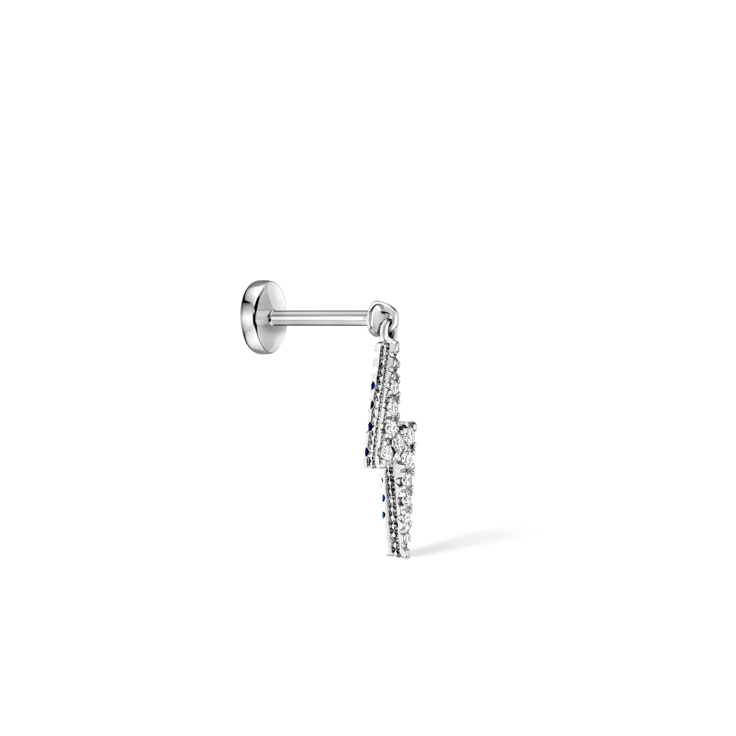 Diamond and Sapphire Lightning Bolt Threaded Charm Earring