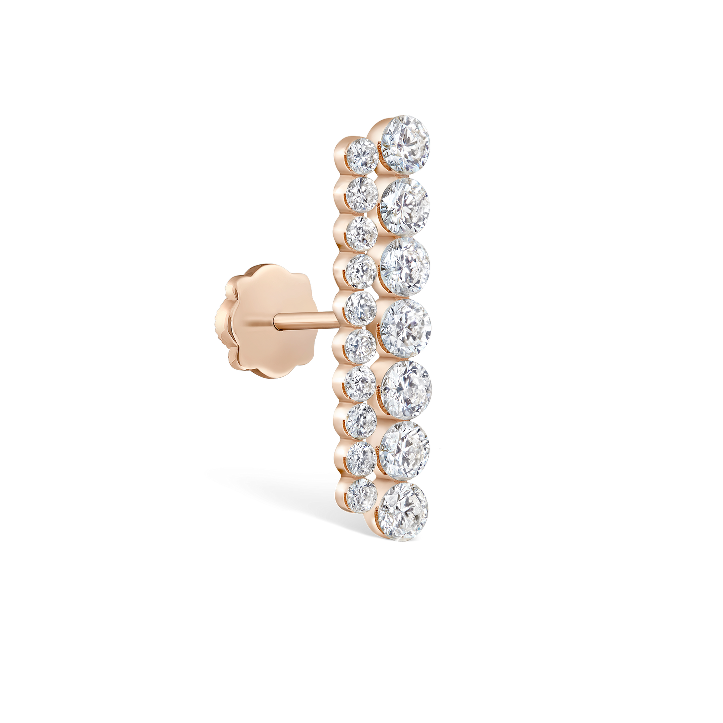 Invisible Set Diamond Apsara Bar Threaded Stud Earring