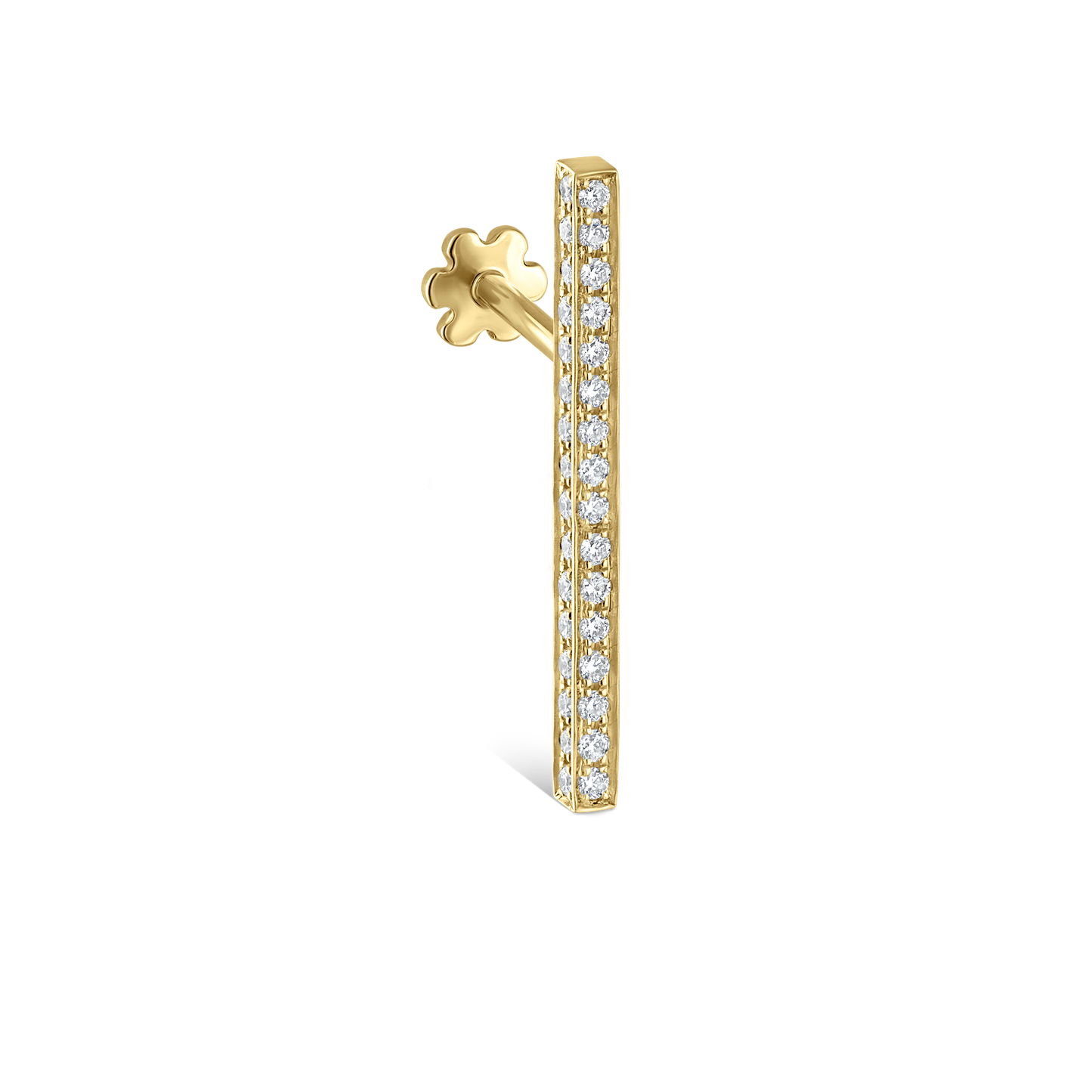 Square Diamond Pavé Bar Threaded Stud Earring