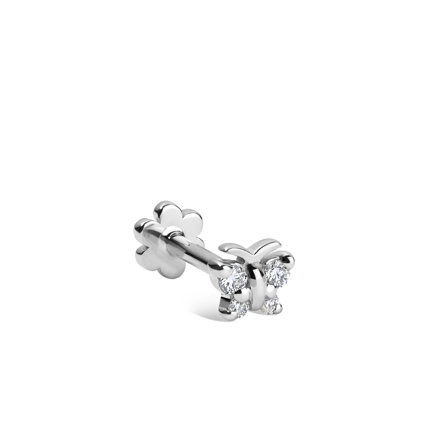 Diamond Butterfly Threaded Stud Earring