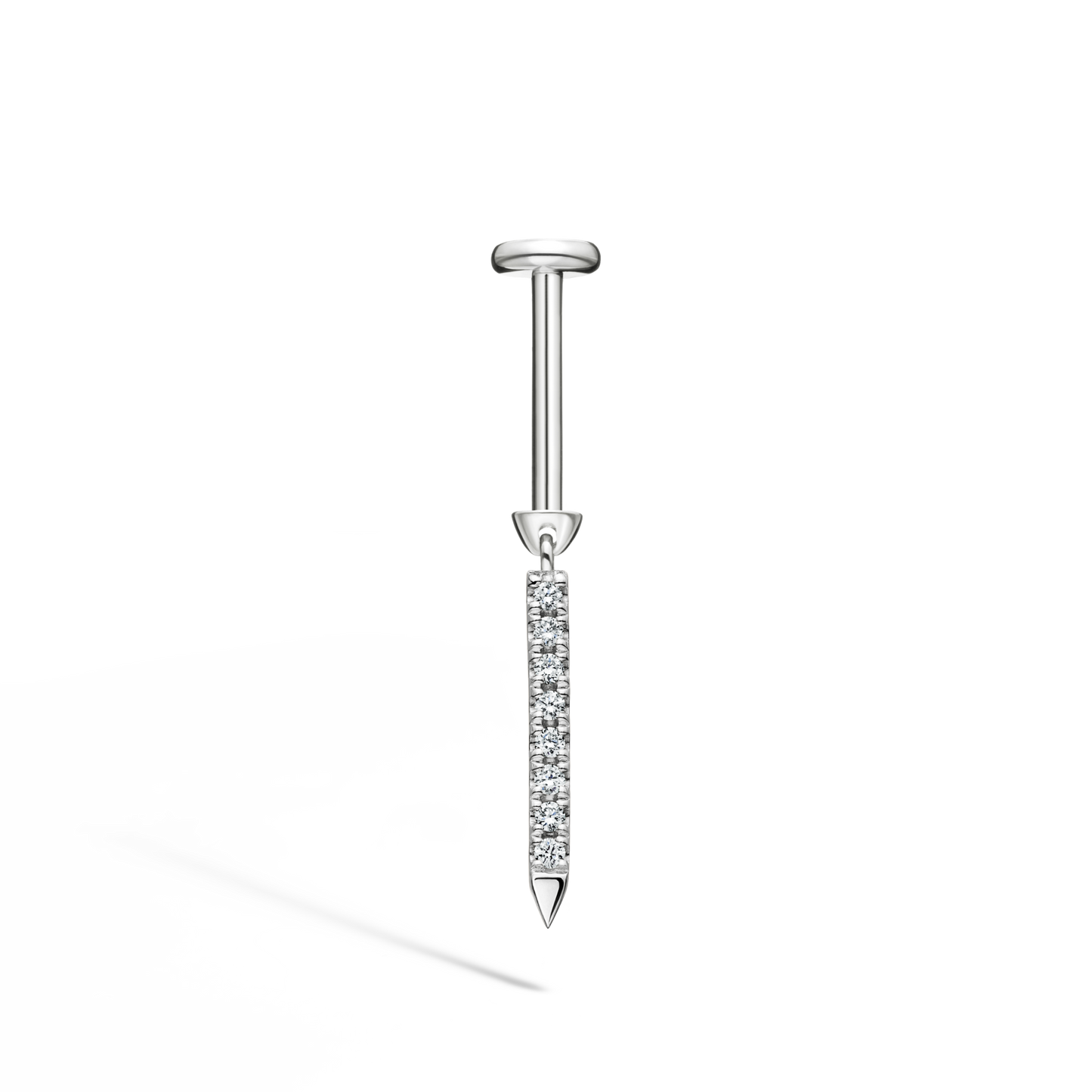 Diamond Eternity Bar Charm Threaded Stud Earring