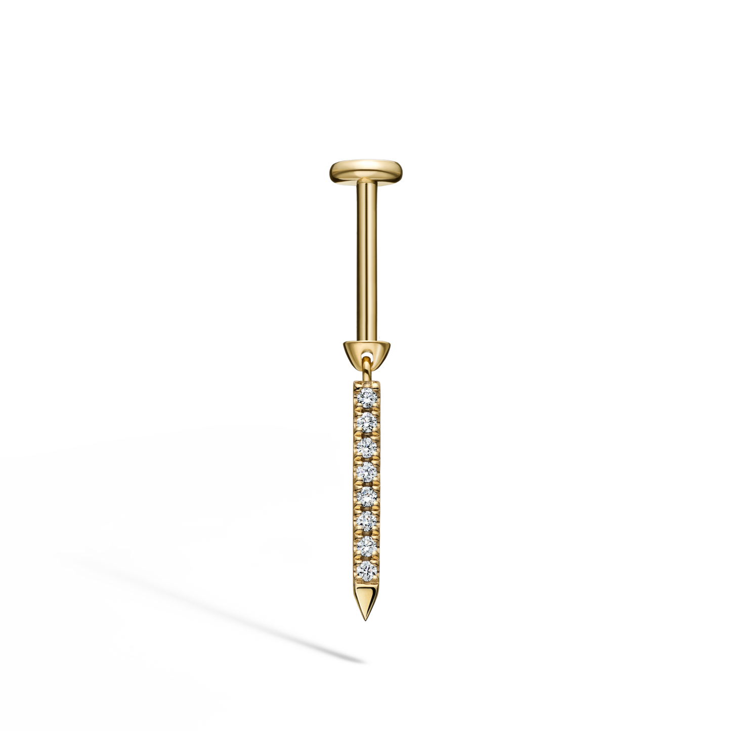 Diamond Eternity Bar Charm Threaded Stud Earring