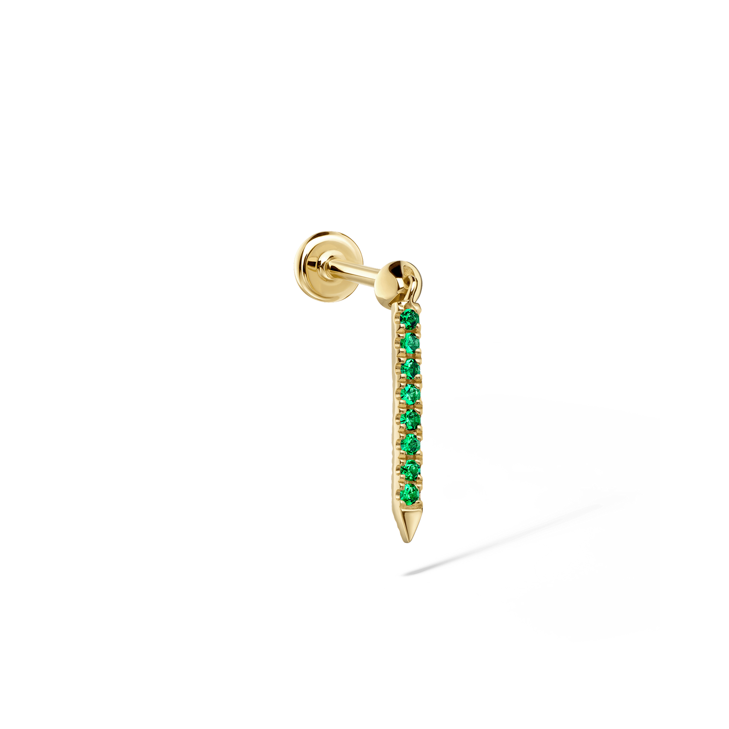 Emerald Eternity Bar Charm Threaded Stud Earring