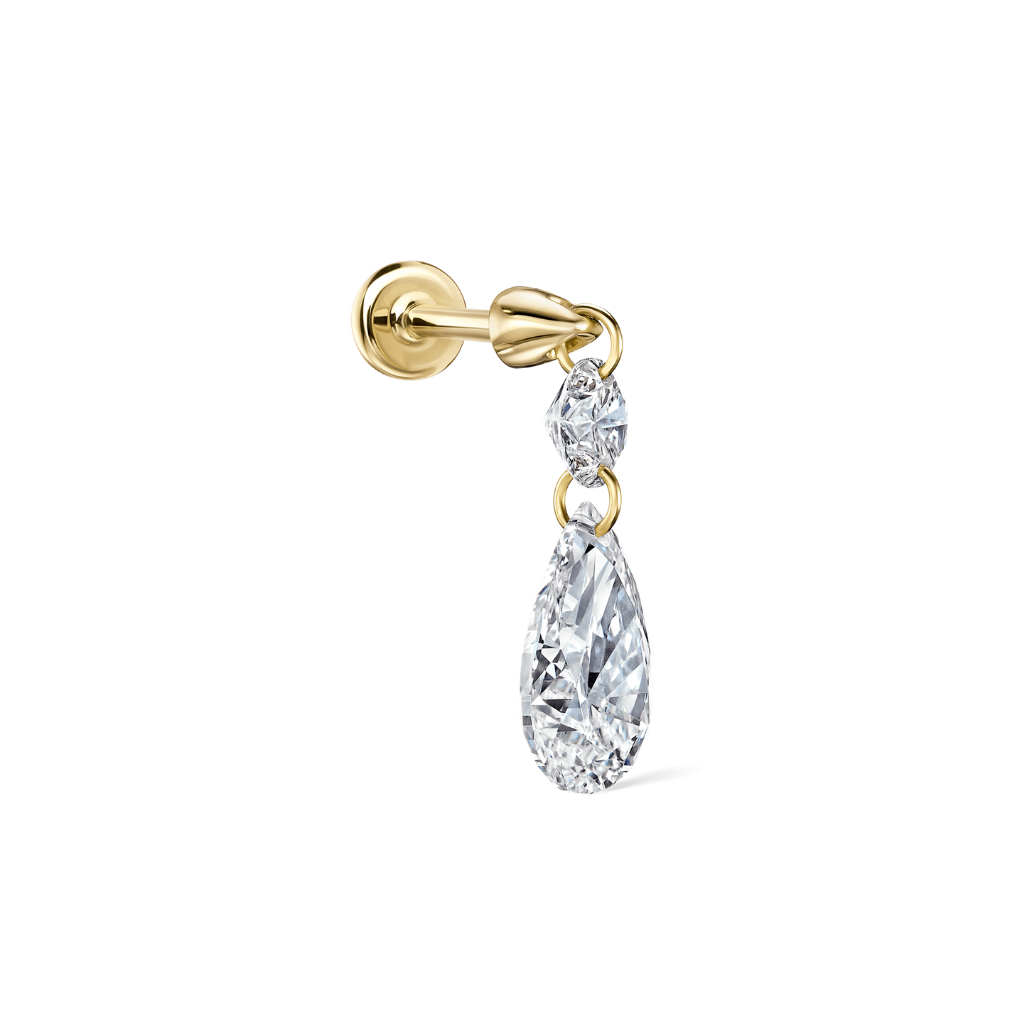 Floating Double Diamond Threaded Charm Earring