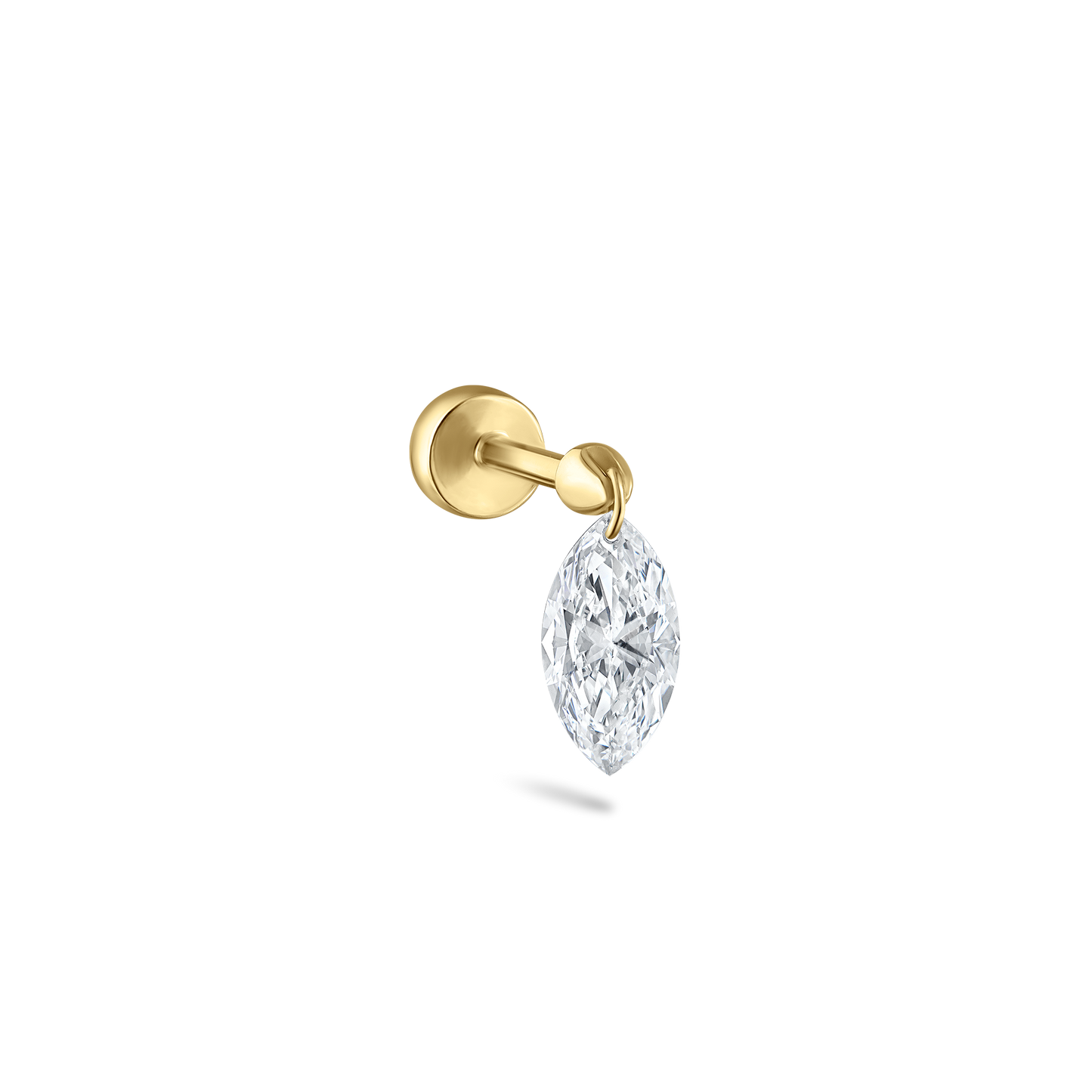 Floating Marquise Diamond Charm Threaded Stud Earring