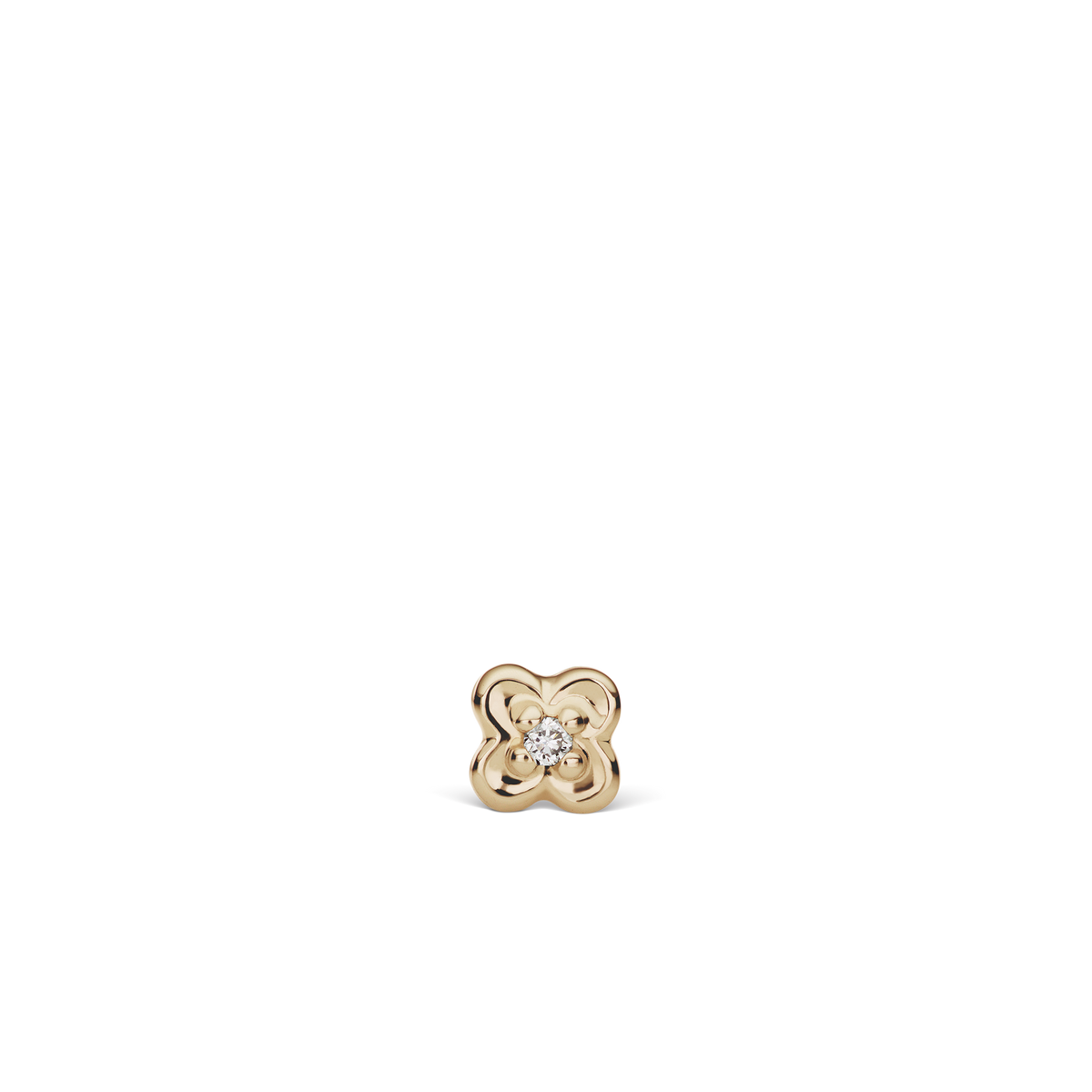 Diamond Lucky Clover Threaded Stud Earring