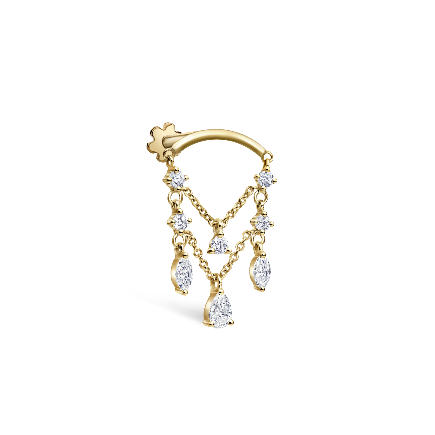 Diamond Drape Chandelier Threaded Stud Earring