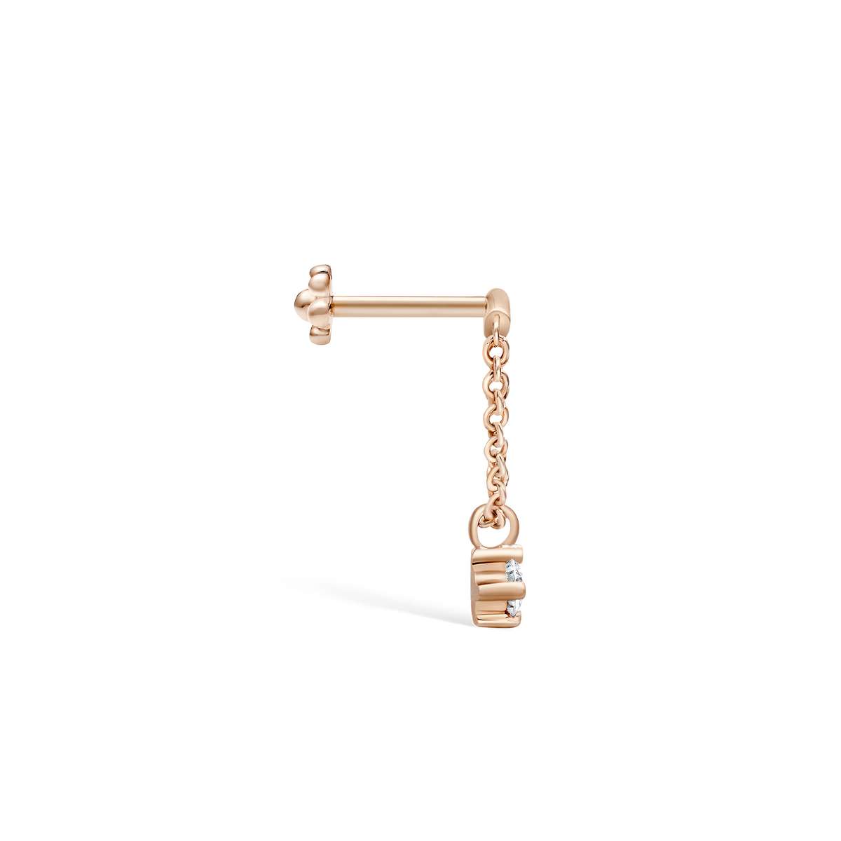 Prong Set Diamond Drape Threaded Stud Earring