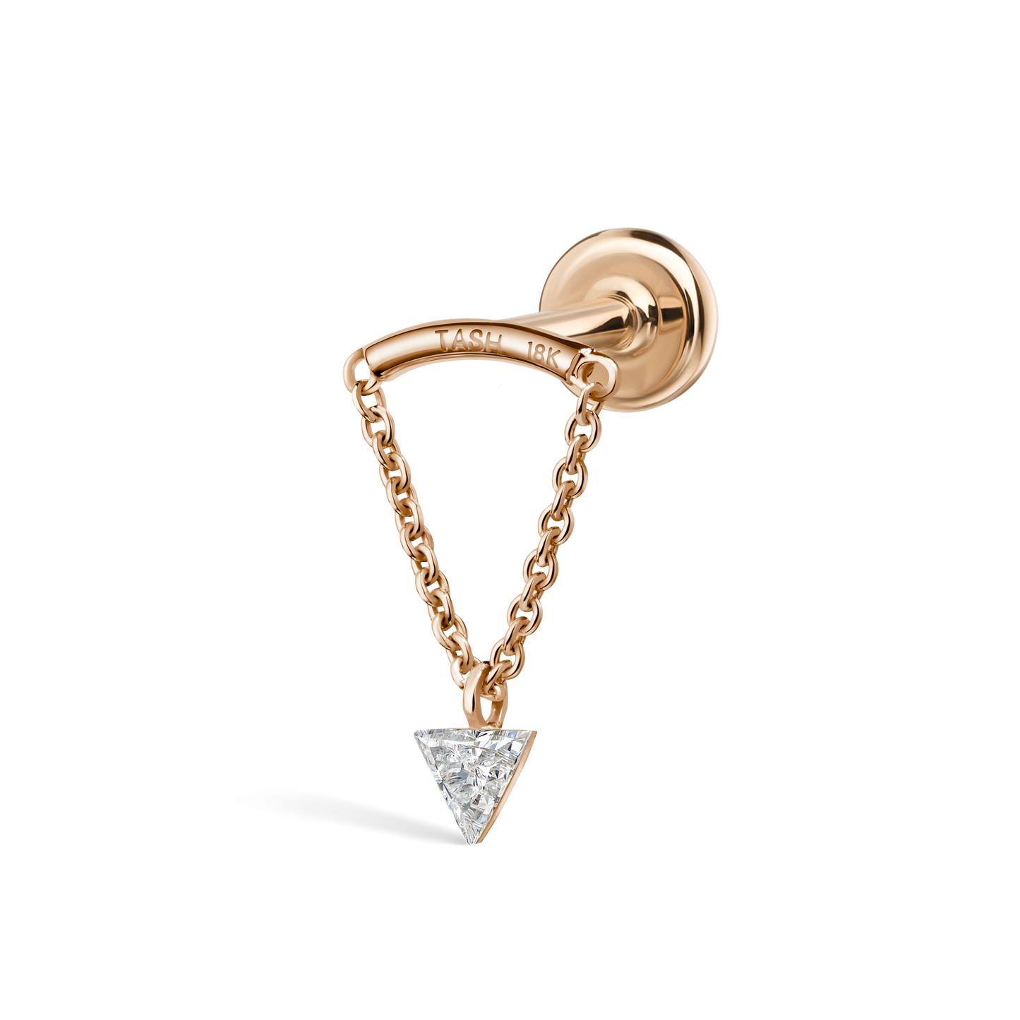 Invisible Set Triangle Diamond Drape Threaded Stud Earring