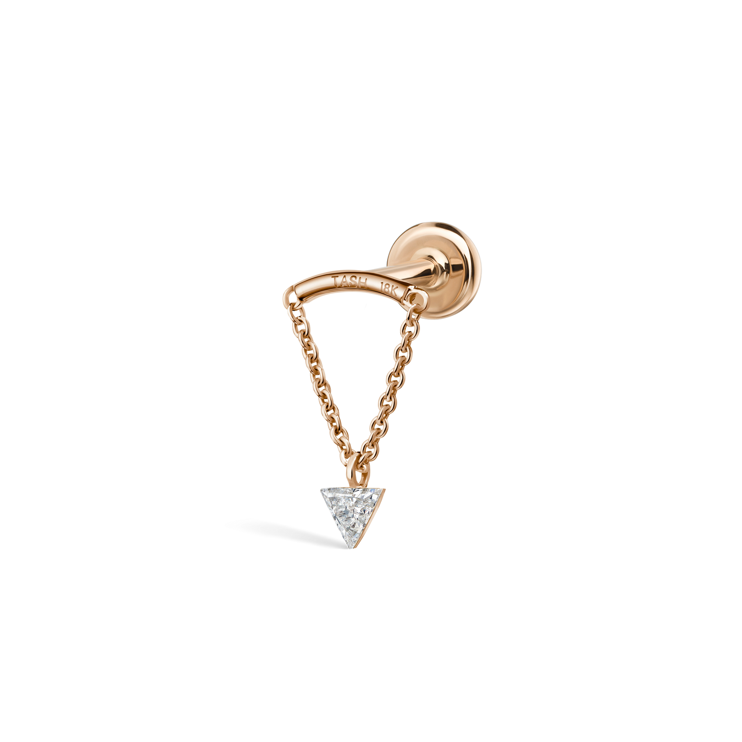 Invisible Set Triangle Diamond Drape Threaded Stud Earring