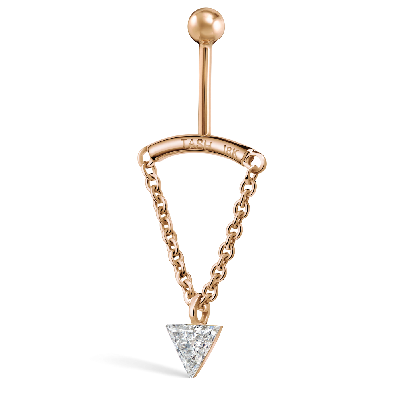 Invisible Set Triangle Diamond Drape Threaded Stud Earring