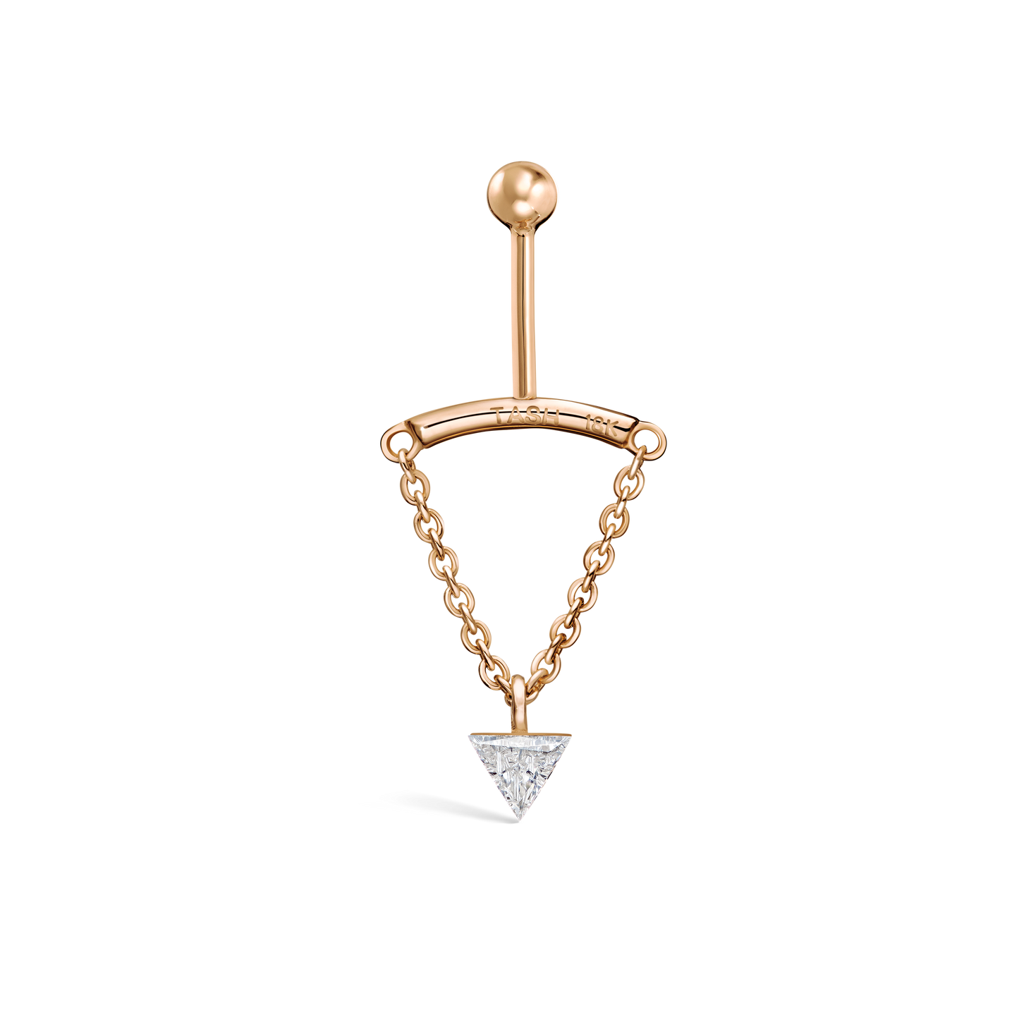 Invisible Set Triangle Diamond Drape Threaded Stud Earring