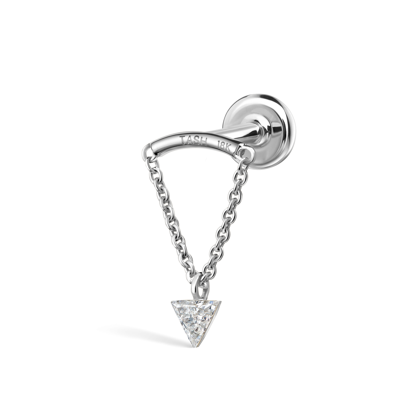 Invisible Set Triangle Diamond Drape Threaded Stud Earring
