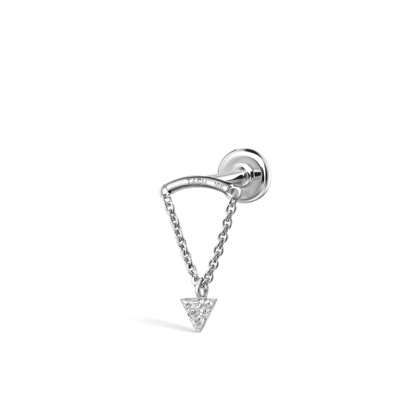 Invisible Set Triangle Diamond Drape Threaded Stud Earring