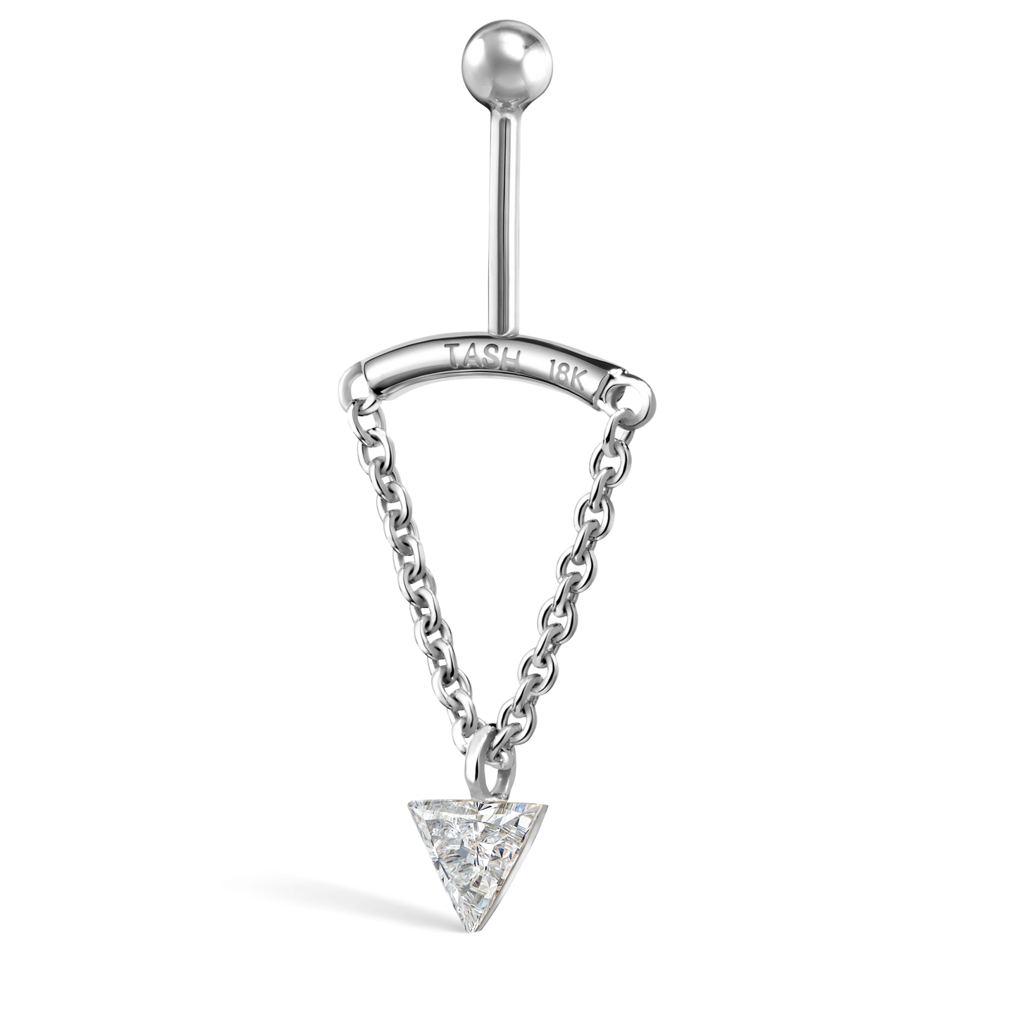 Invisible Set Triangle Diamond Drape Threaded Stud Earring
