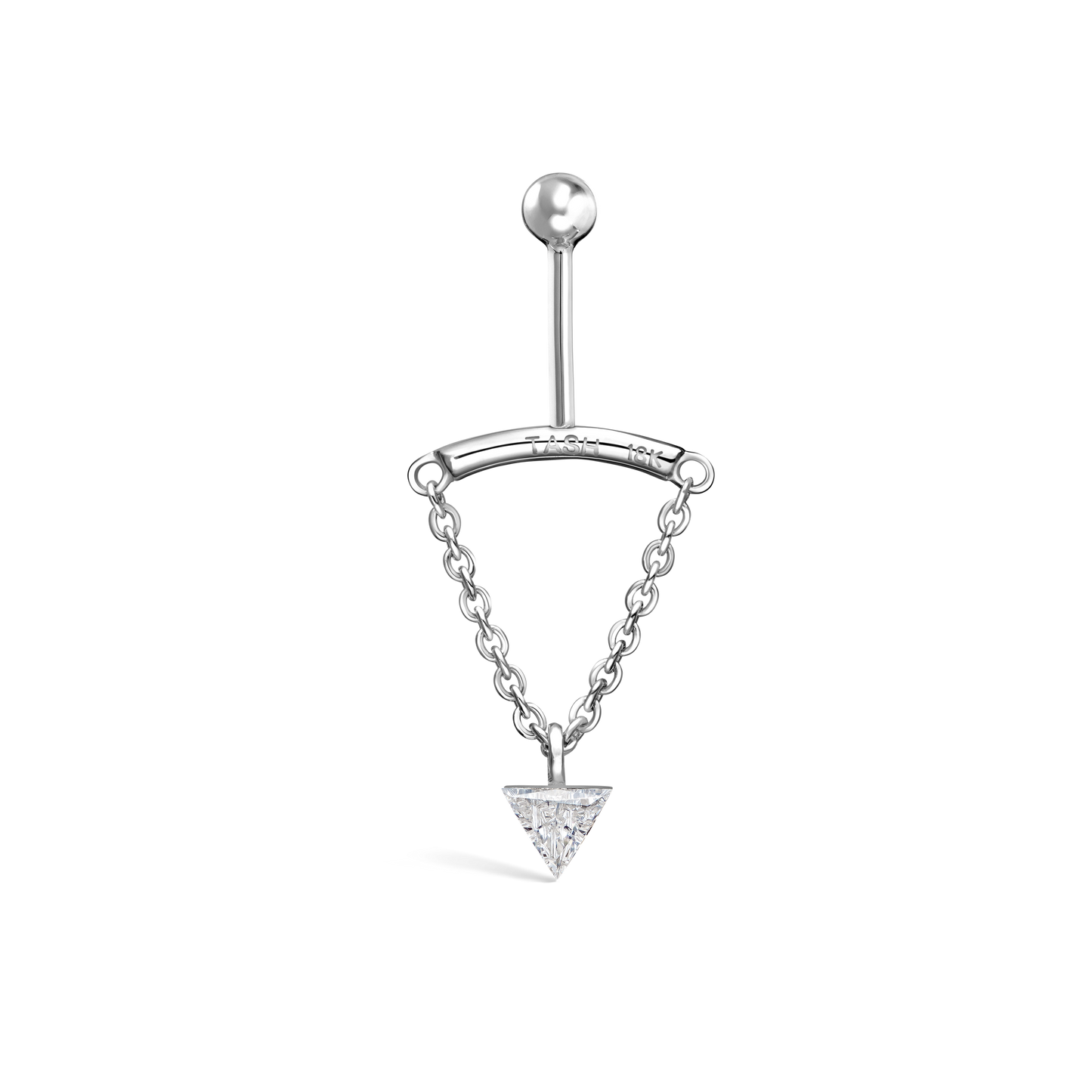 Invisible Set Triangle Diamond Drape Threaded Stud Earring