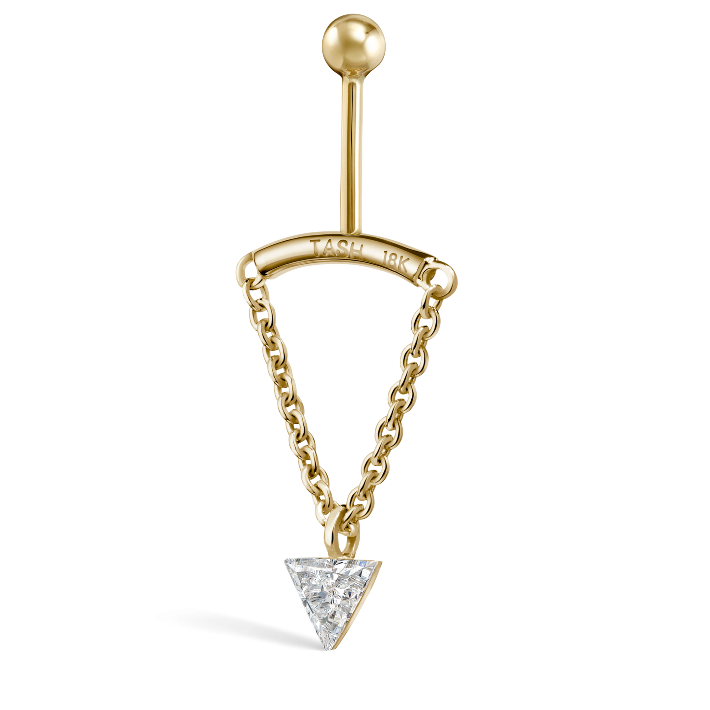 Invisible Set Triangle Diamond Drape Threaded Stud Earring