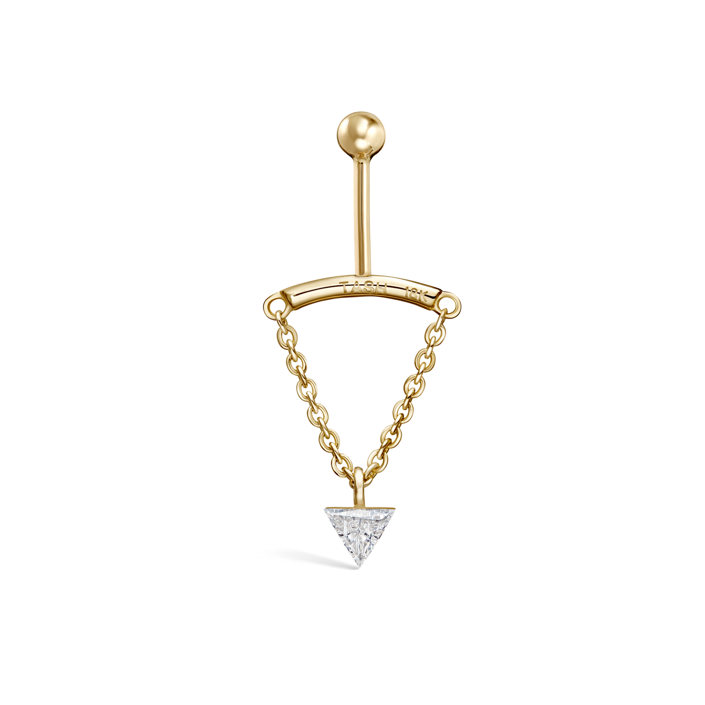 Invisible Set Triangle Diamond Drape Threaded Stud Earring