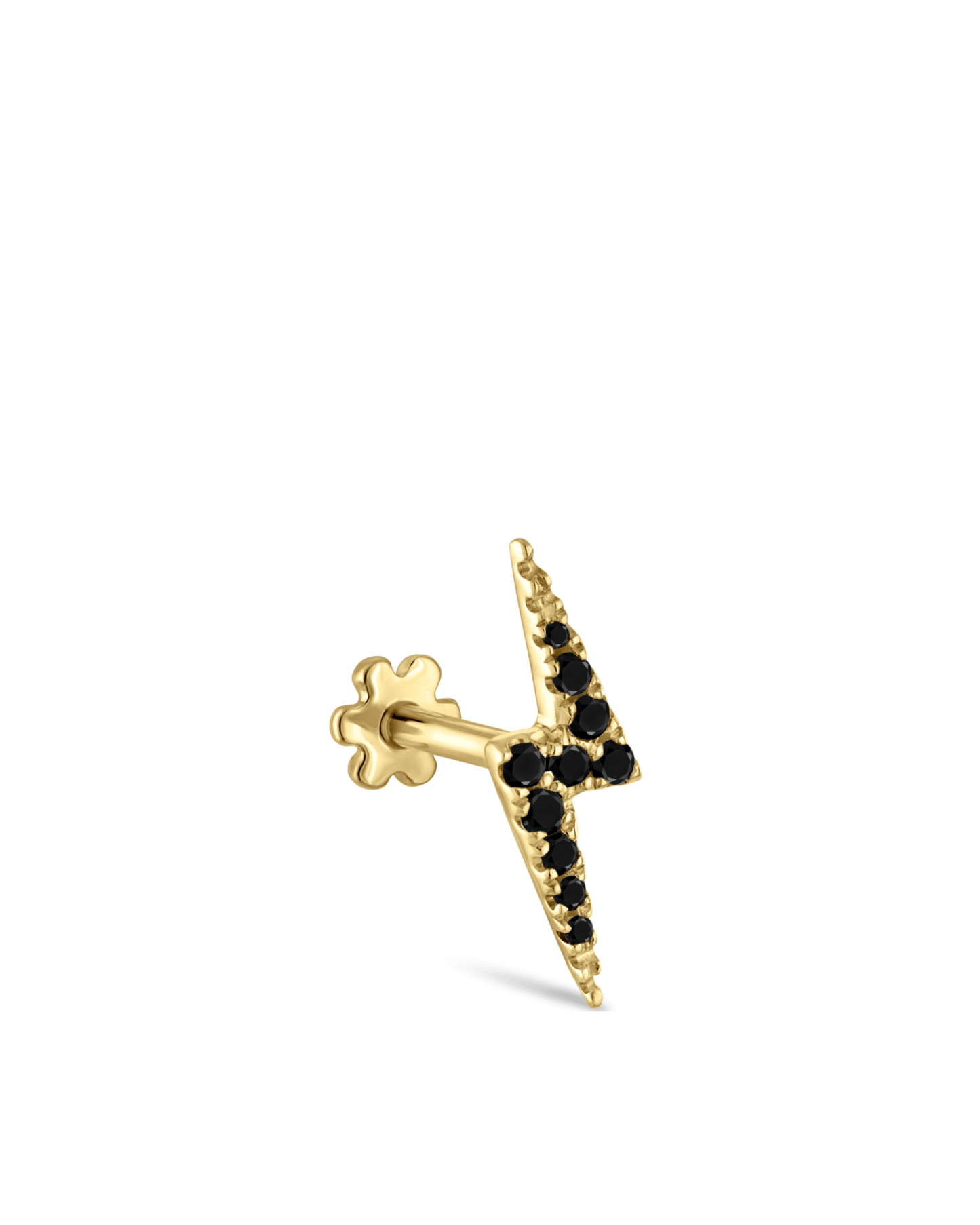Black Diamond Lightning Bolt Threaded Stud Earring
