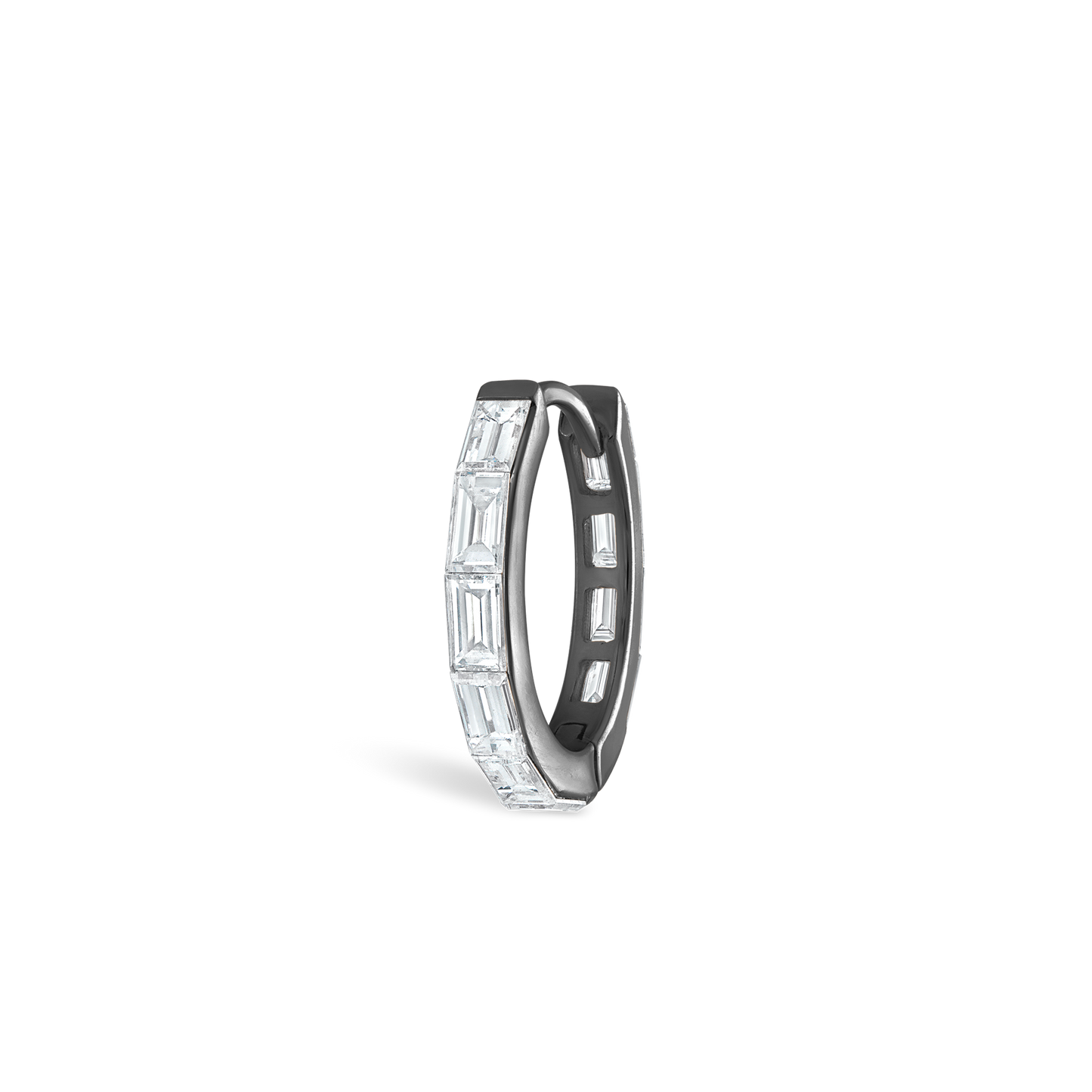 Invisible Set Baguette Diamond Eternity Hoop Earring