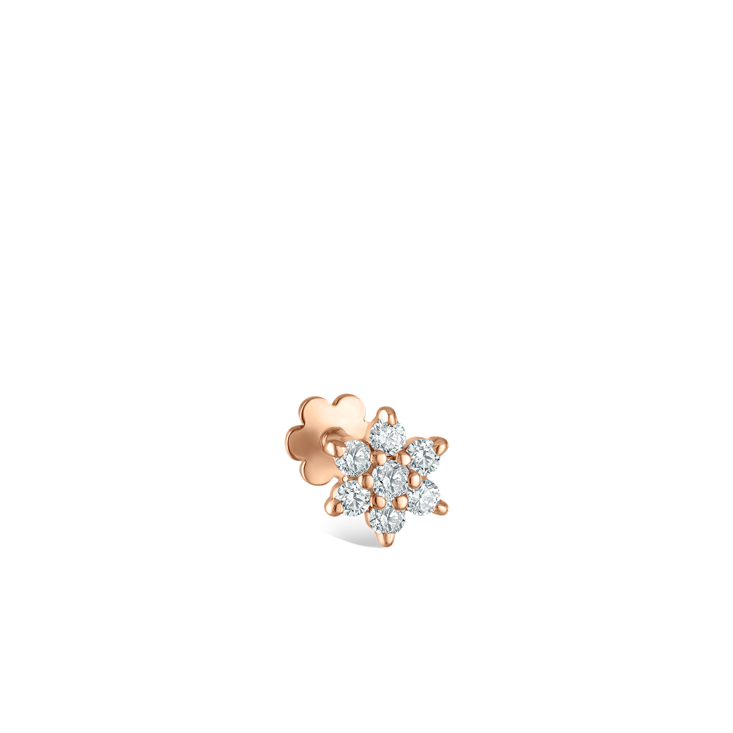 Diamond Flower Threaded Stud Earring