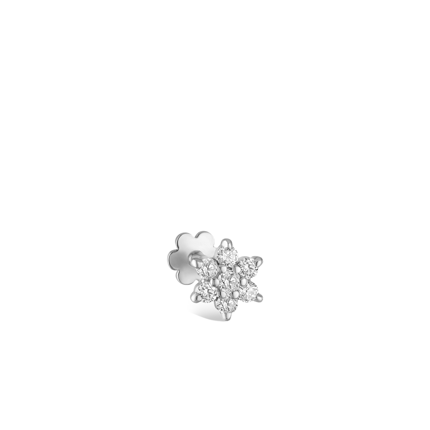 Diamond Flower Threaded Stud Earring