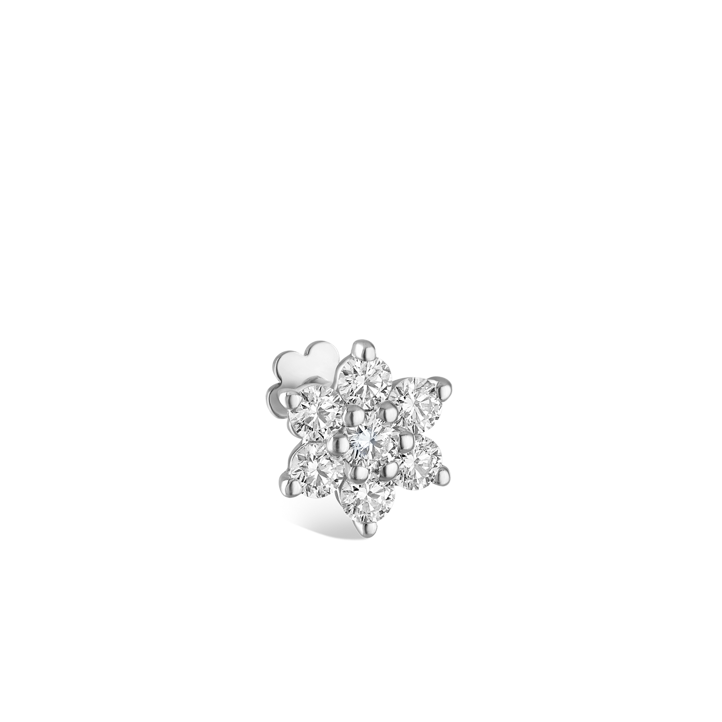 Diamond Flower Threaded Stud Earring
