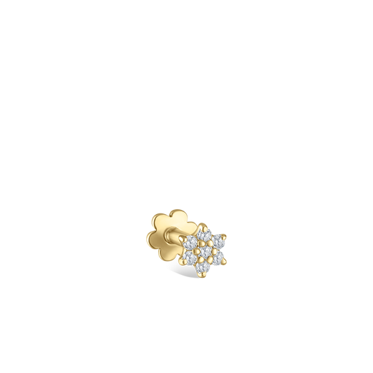 Diamond Flower Threaded Stud Earring