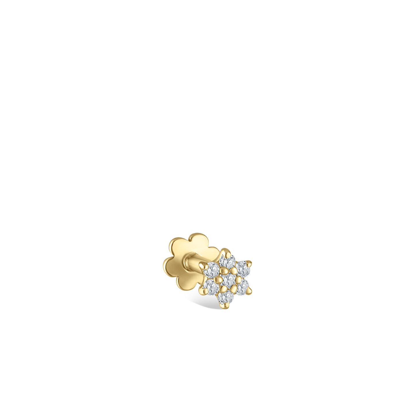 Diamond Flower Threaded Stud Earring