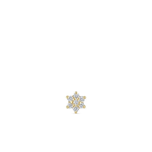 Diamond Flower Threaded Stud Earring