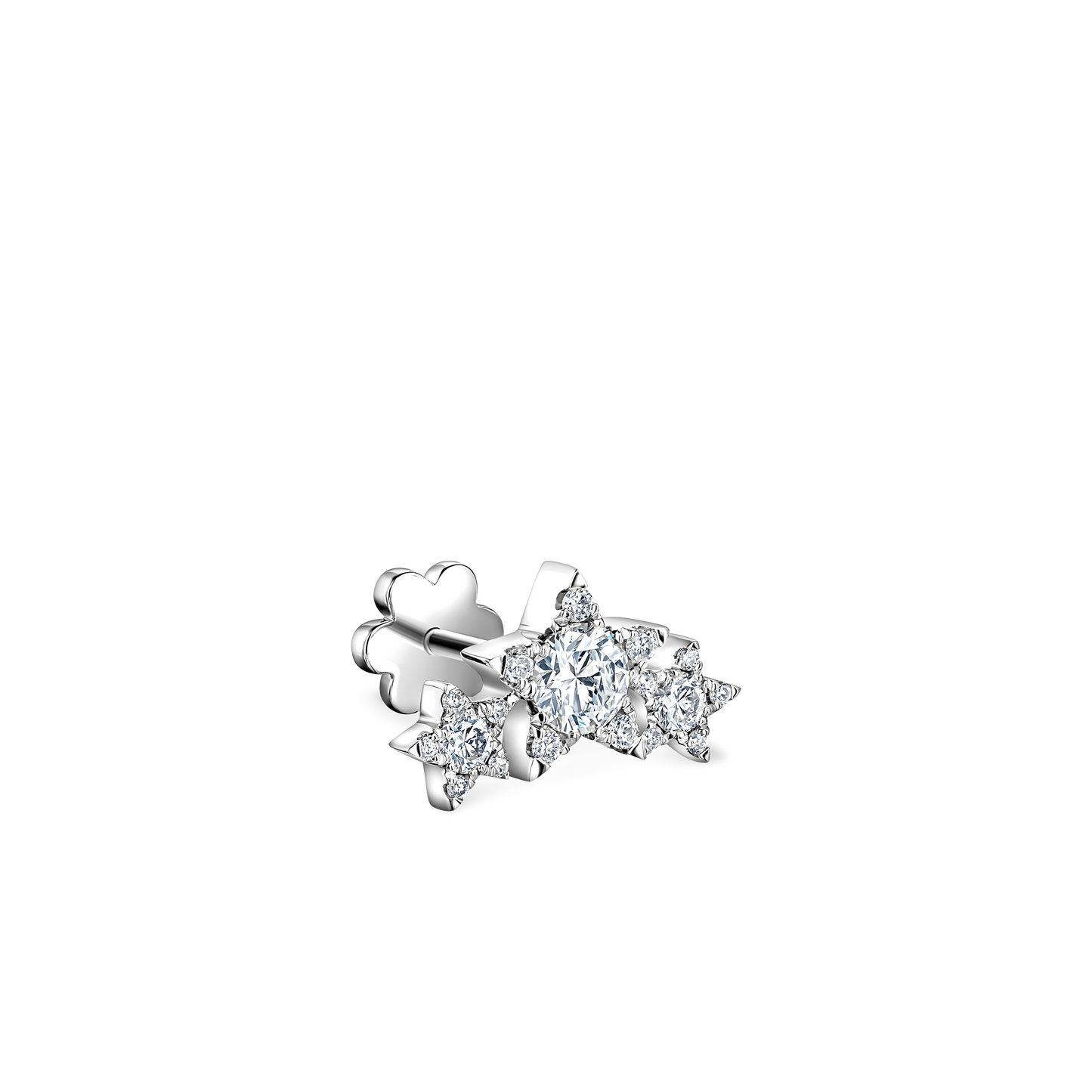 Three Star Garland Diamond Threaded Stud Earring