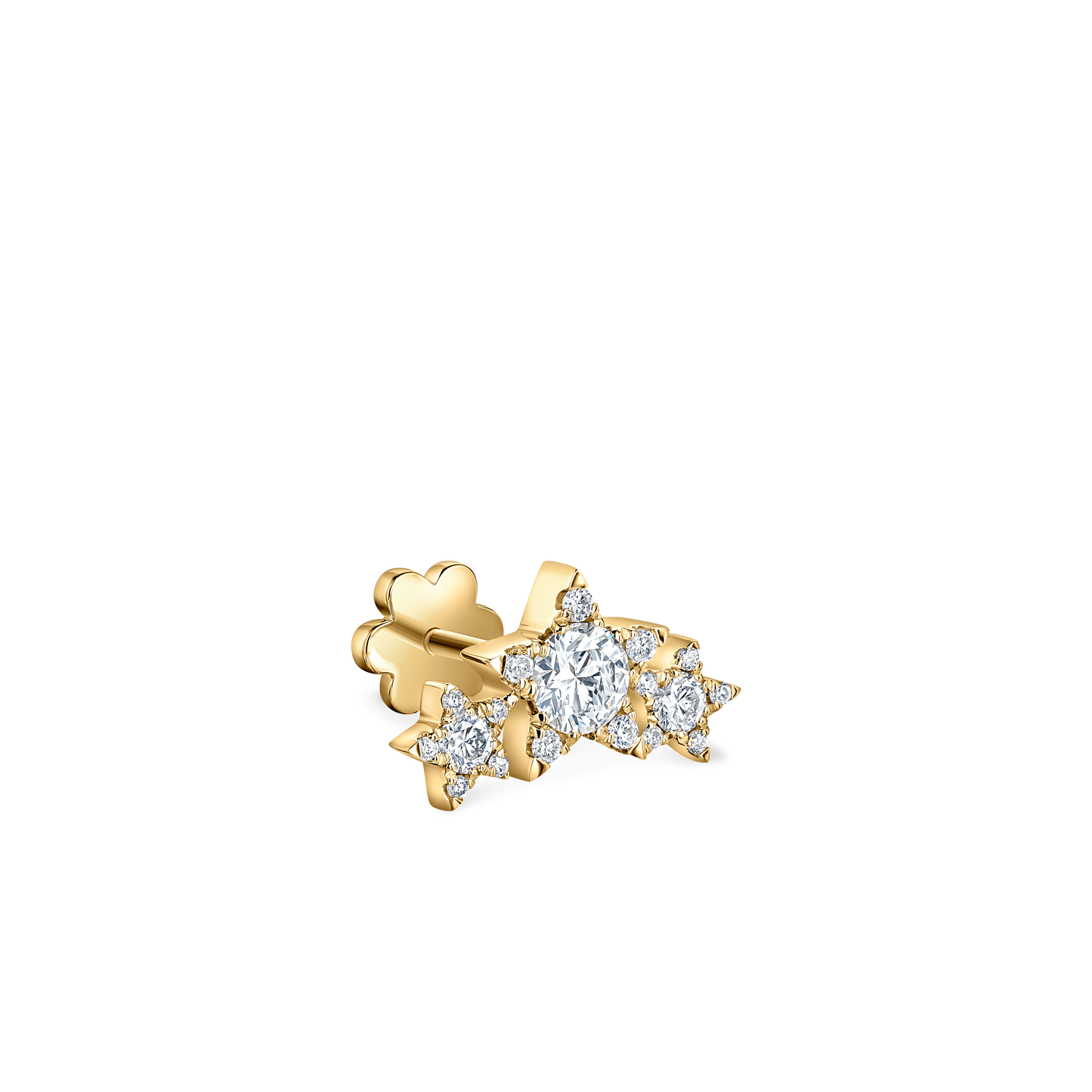 Three Star Garland Diamond Threaded Stud Earring