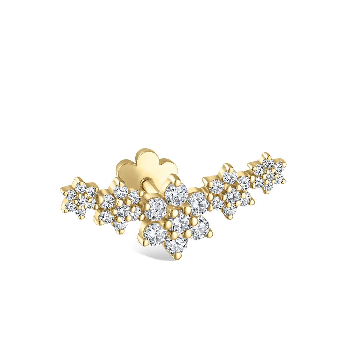 Five Flower Garland Diamond Threaded Stud Earring
