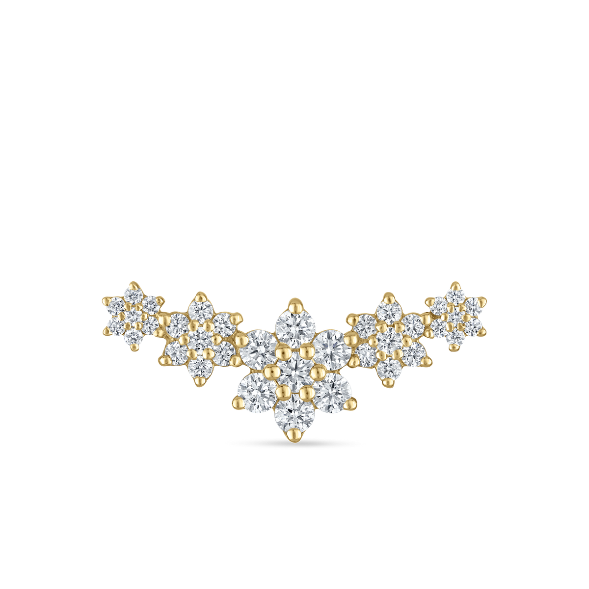 Five Flower Garland Diamond Threaded Stud Earring
