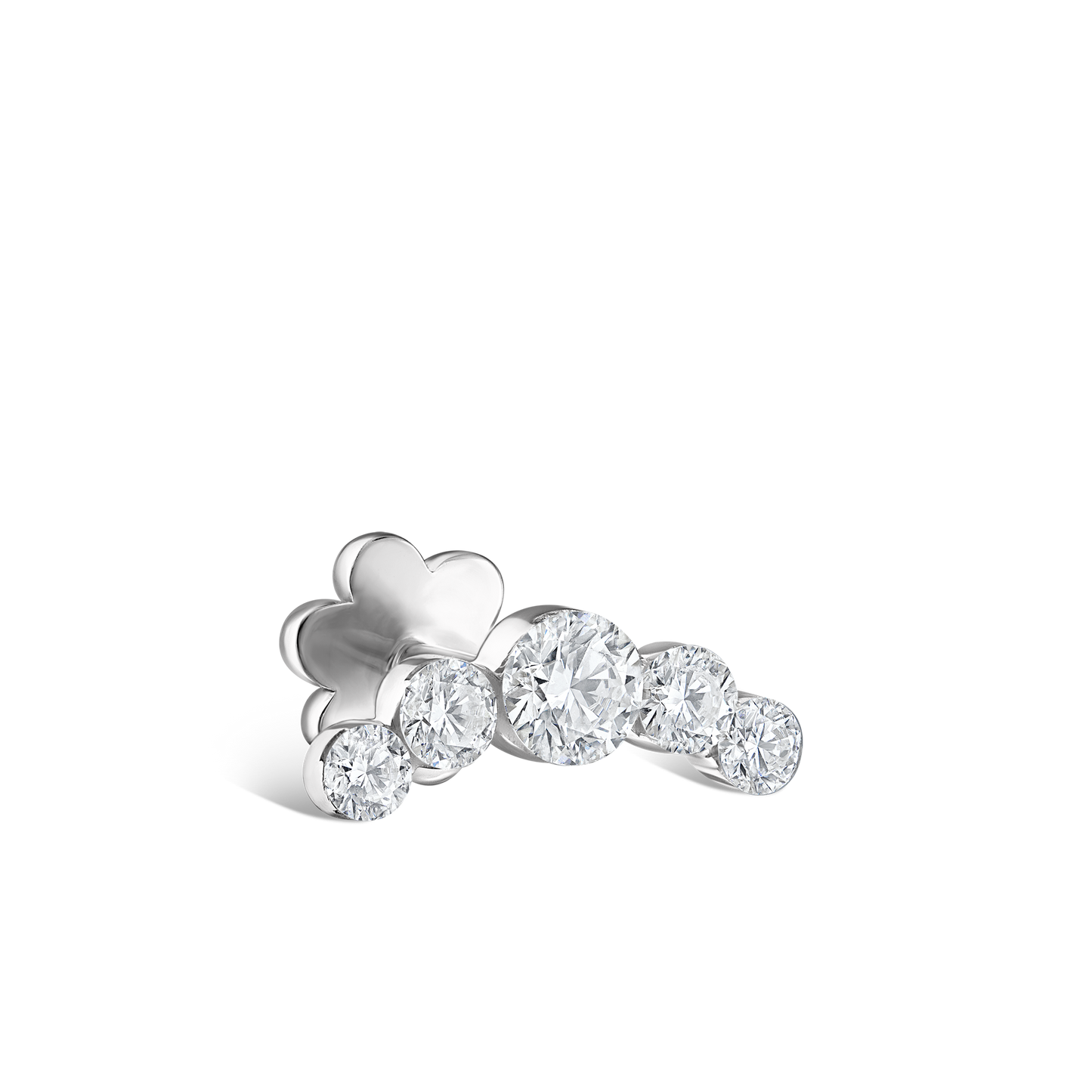 Invisible Set Five Diamond Open Curve Threaded Stud Earring