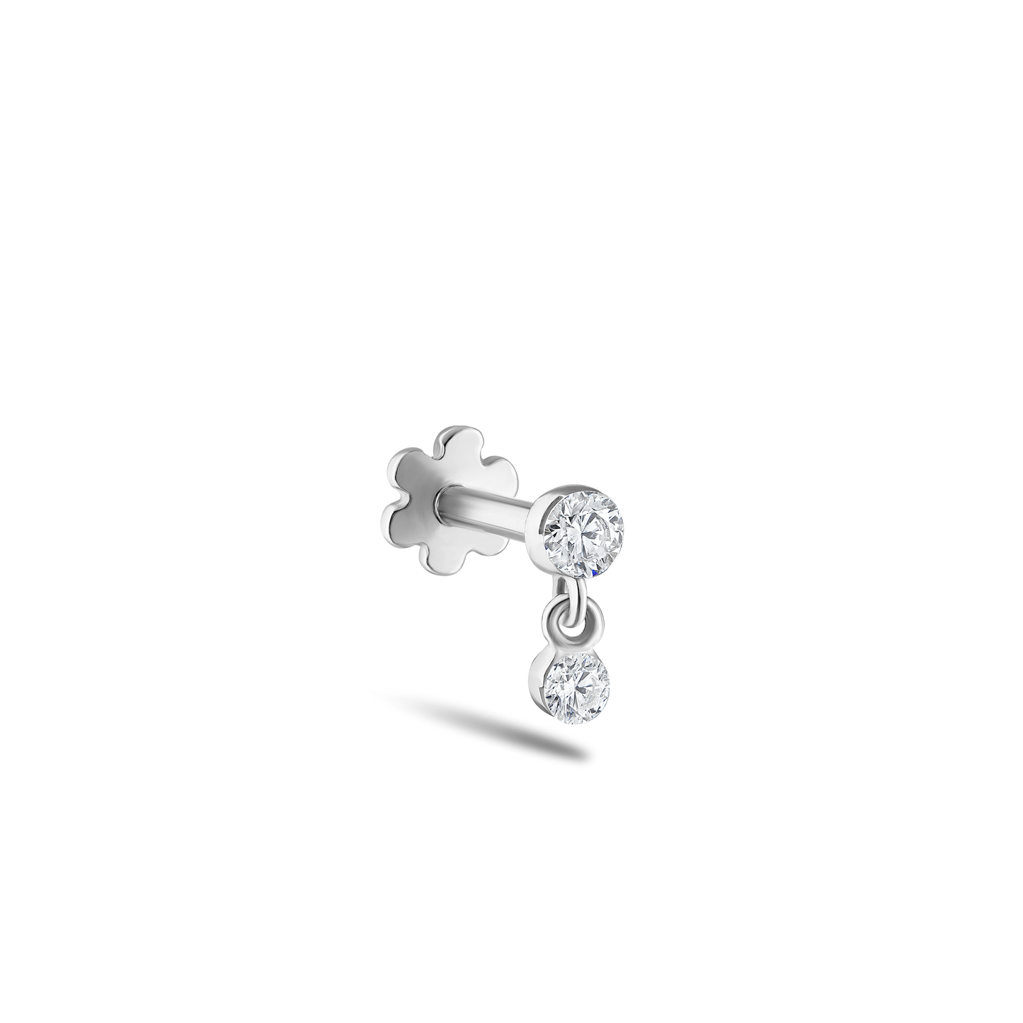 Invisible Set Diamond Dangle Threaded Stud Earring