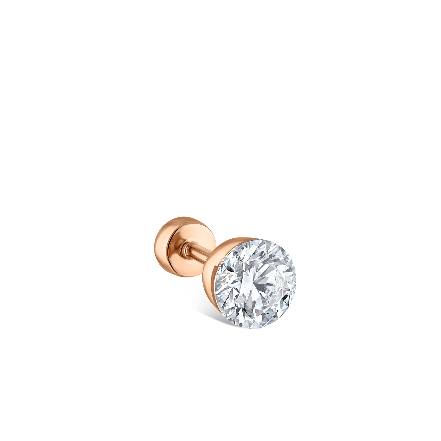 Invisible Diamond Threaded Stud Earring with Diamond Back