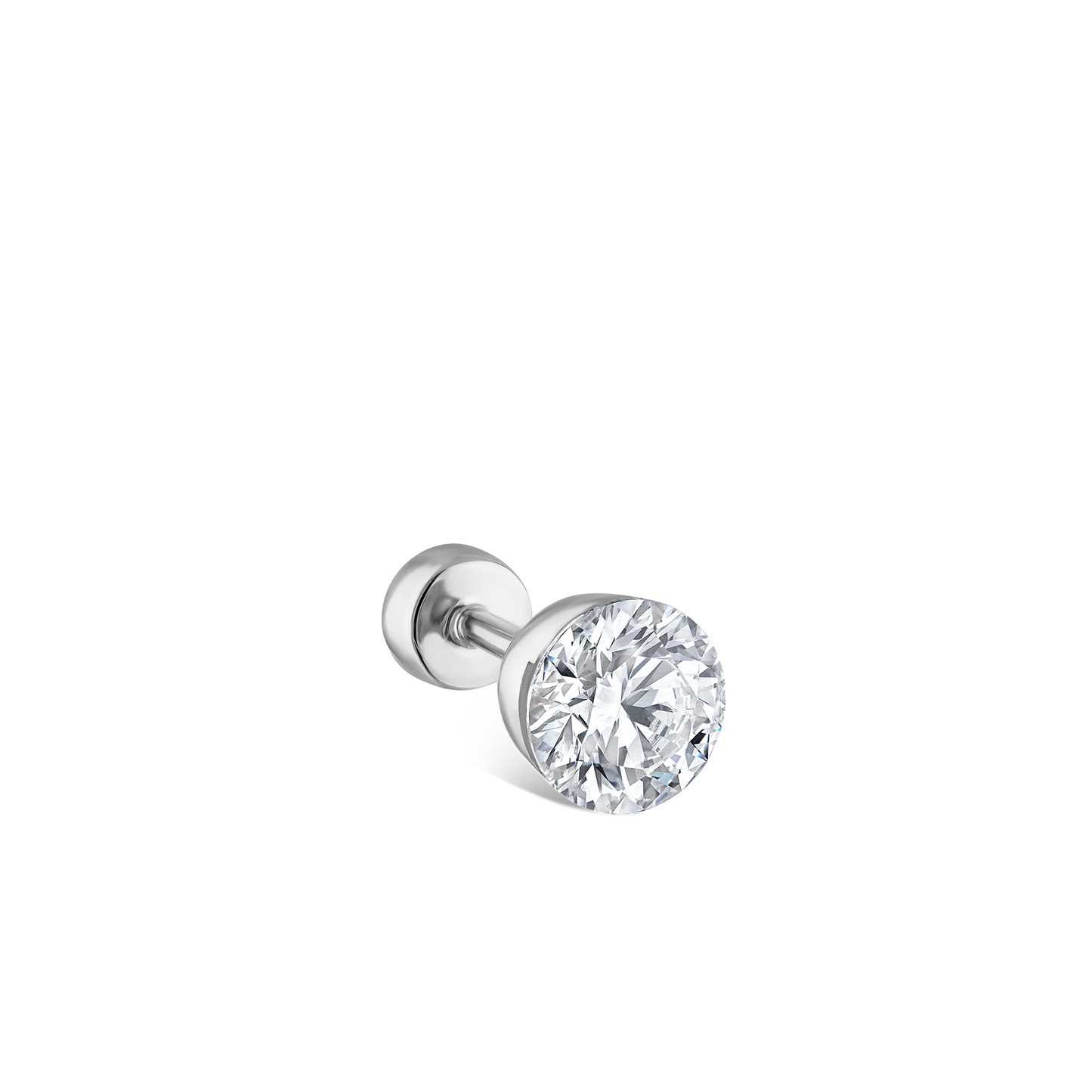Invisible Diamond Threaded Stud Earring with Diamond Back