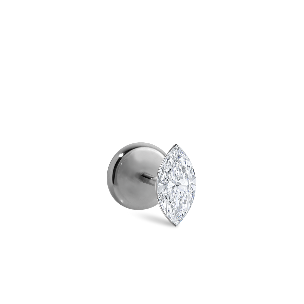 Invisible Set Diamond Marquise Threaded Stud Earring With Titanium Backing