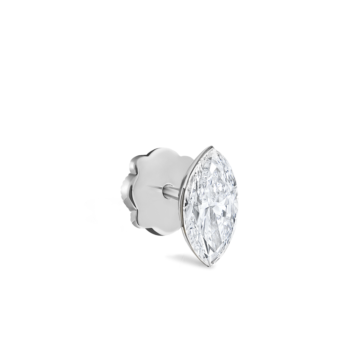 Invisible Set Diamond Marquise Threaded Stud Earring