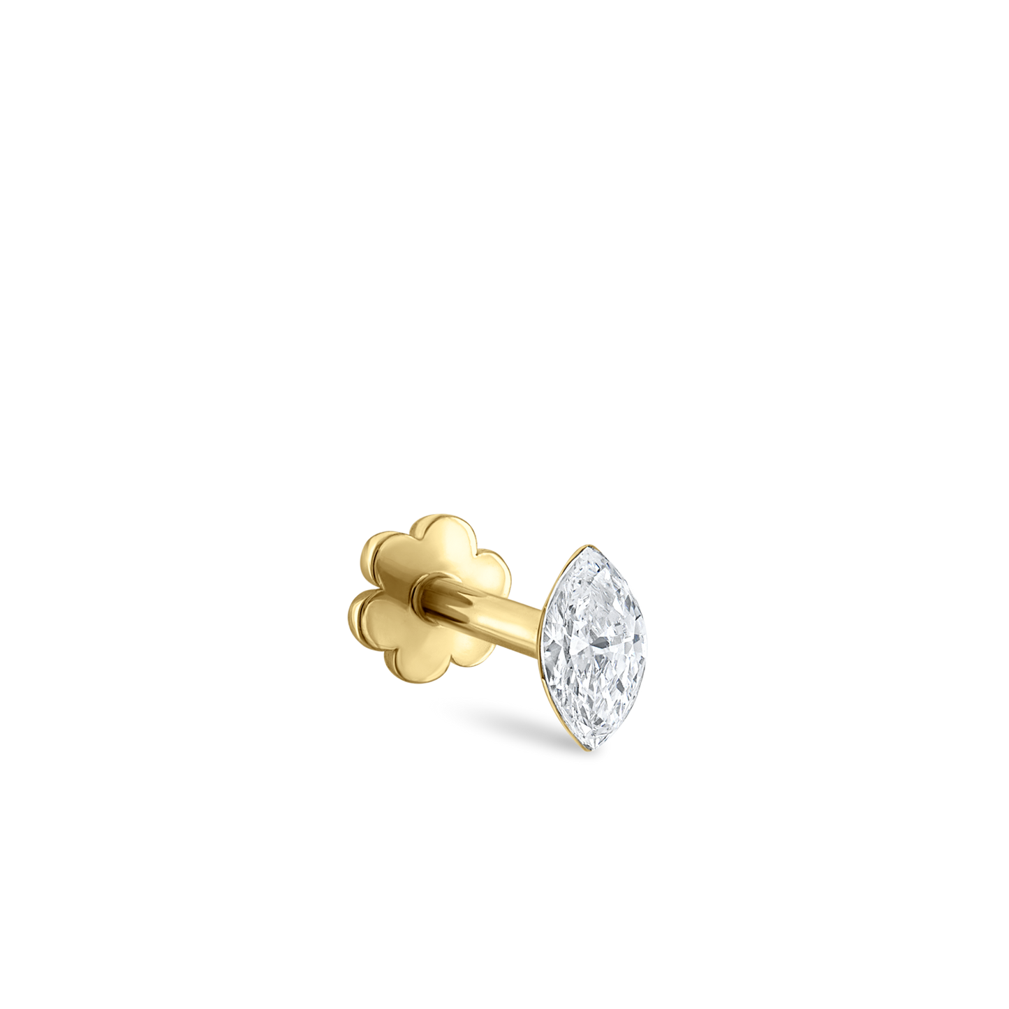 Invisible Set Diamond Marquise Threaded Stud Earring