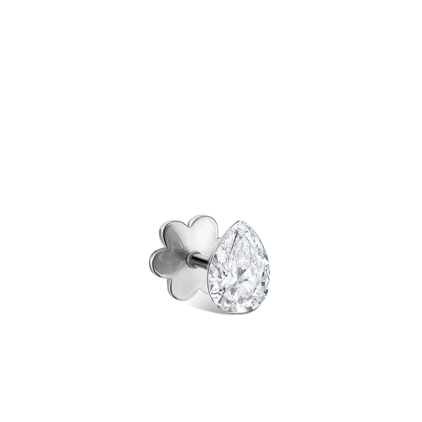 Invisible Set Diamond Pear Threaded Stud Earring