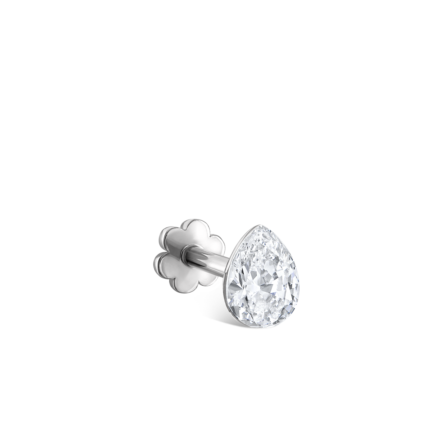Invisible Set Diamond Pear Threaded Stud Earring