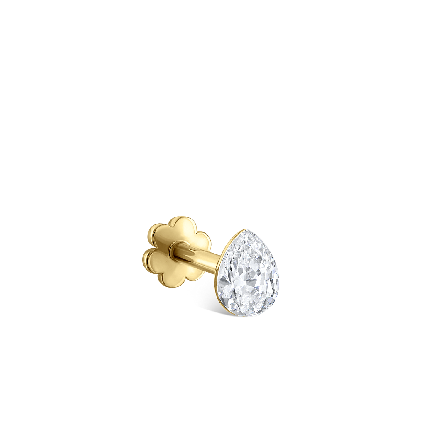 Invisible Set Diamond Pear Threaded Stud Earring
